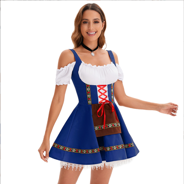 Traditional Bavarian Dirndl Dress Off-Shoulder Festival Costume